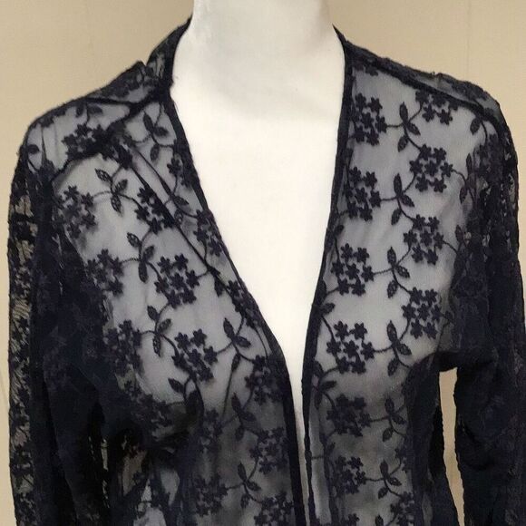 Wrap, H & M Womens Blue Wrap, L, Lace with fringe - Picture 2 of 9